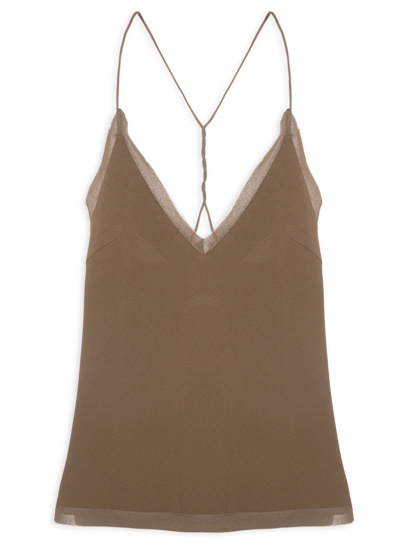 Regata Feminina Crepe Nó Marrom Animale Jeans