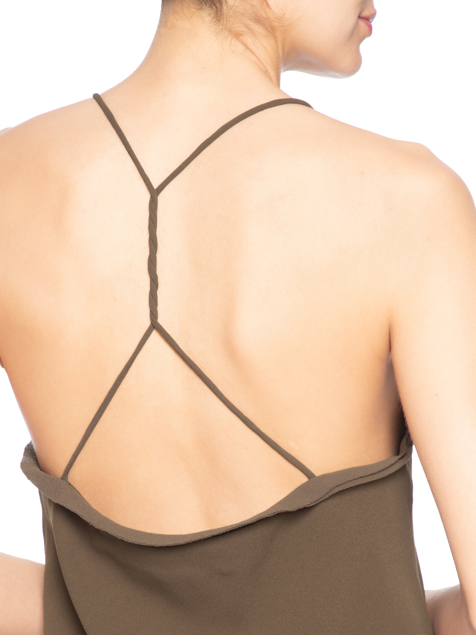 Regata Feminina Crepe Nó Marrom Animale Jeans