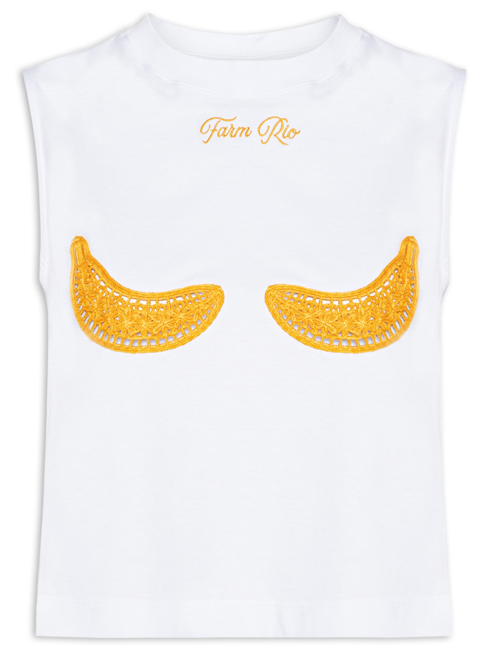 Regata Feminina Cropped Bananas Richillieu Branco Farm