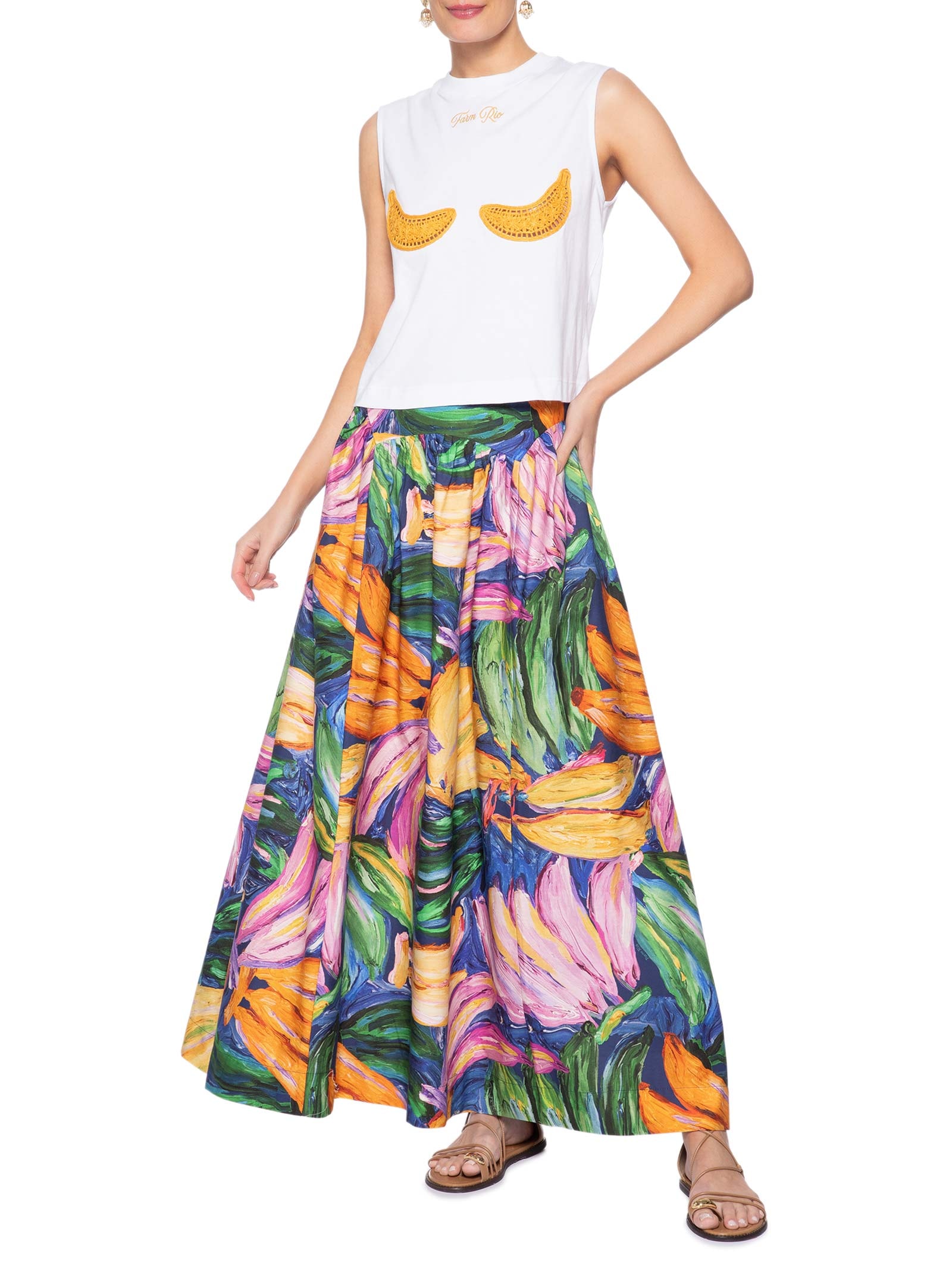 Regata Feminina Cropped Bananas Richillieu Branco Farm