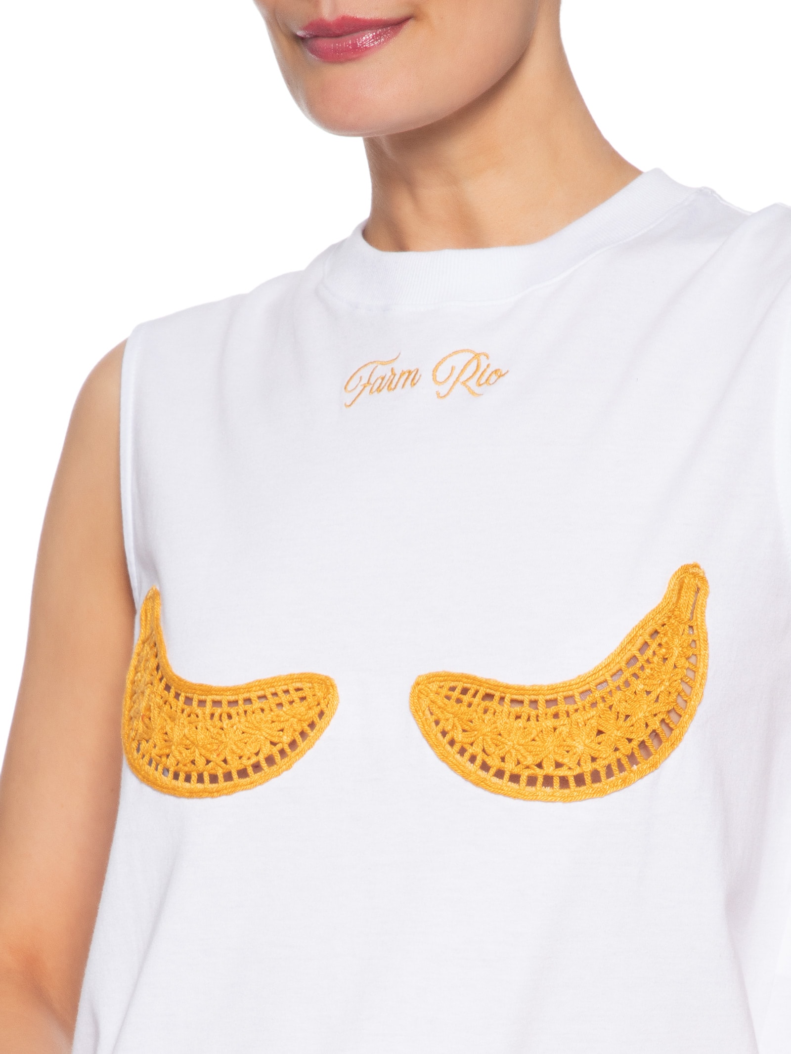 Regata Feminina Cropped Bananas Richillieu Branco Farm