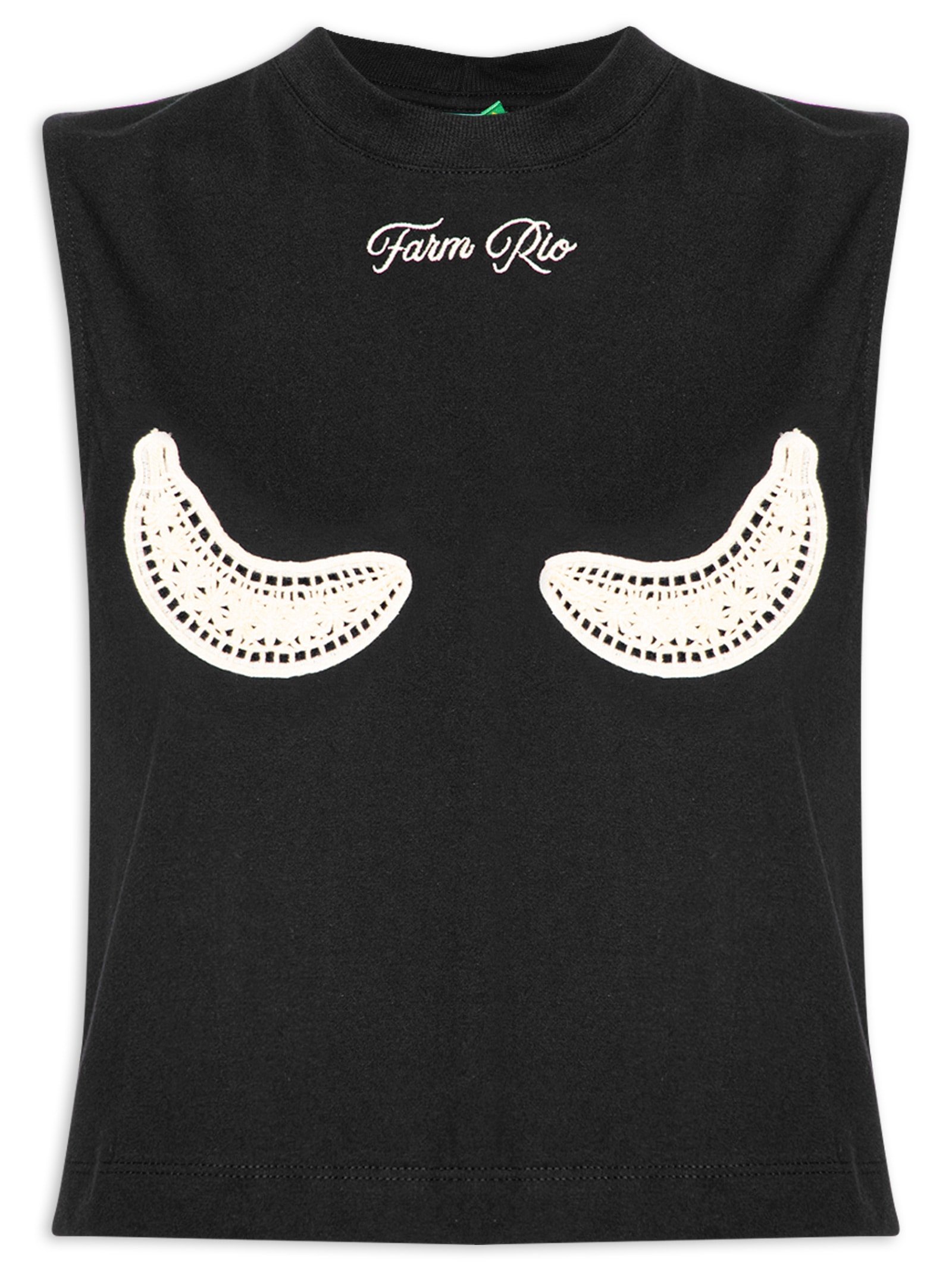 Regata Feminina Cropped Bananas Richillieu – Preto Farm