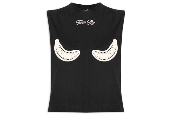 Regata Feminina Cropped Bananas Richillieu – Preto