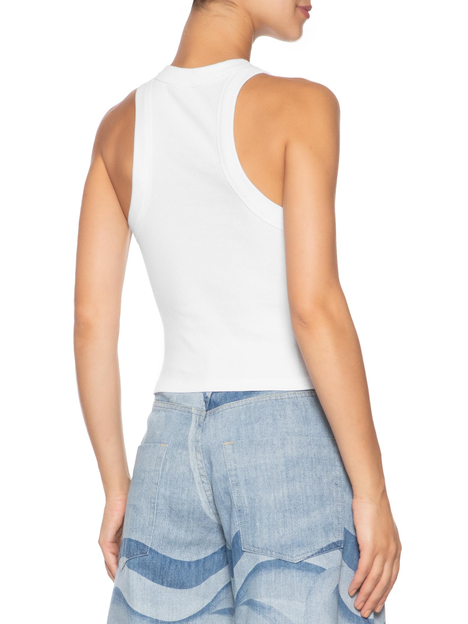 Regata Feminina Cropped Bordada Banana Branco Farm