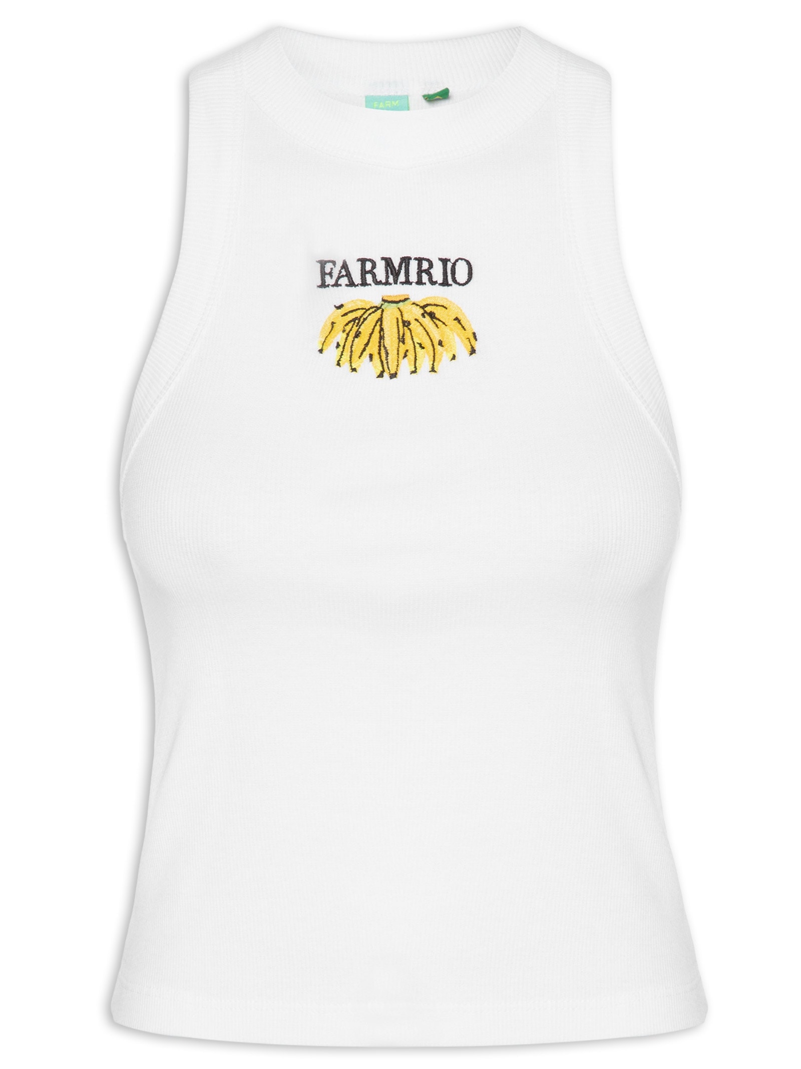 Regata Feminina Cropped Bordada Banana Branco Farm