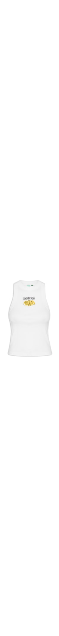 Regata Feminina Cropped Bordada Banana - Branco
