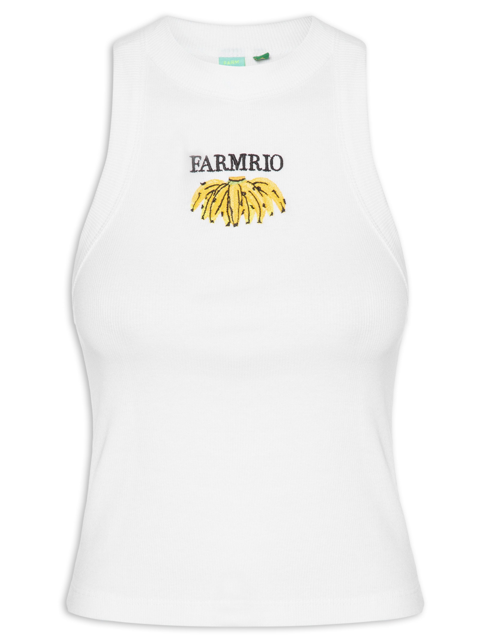 Regata Feminina Cropped Bordada Banana Branco Farm