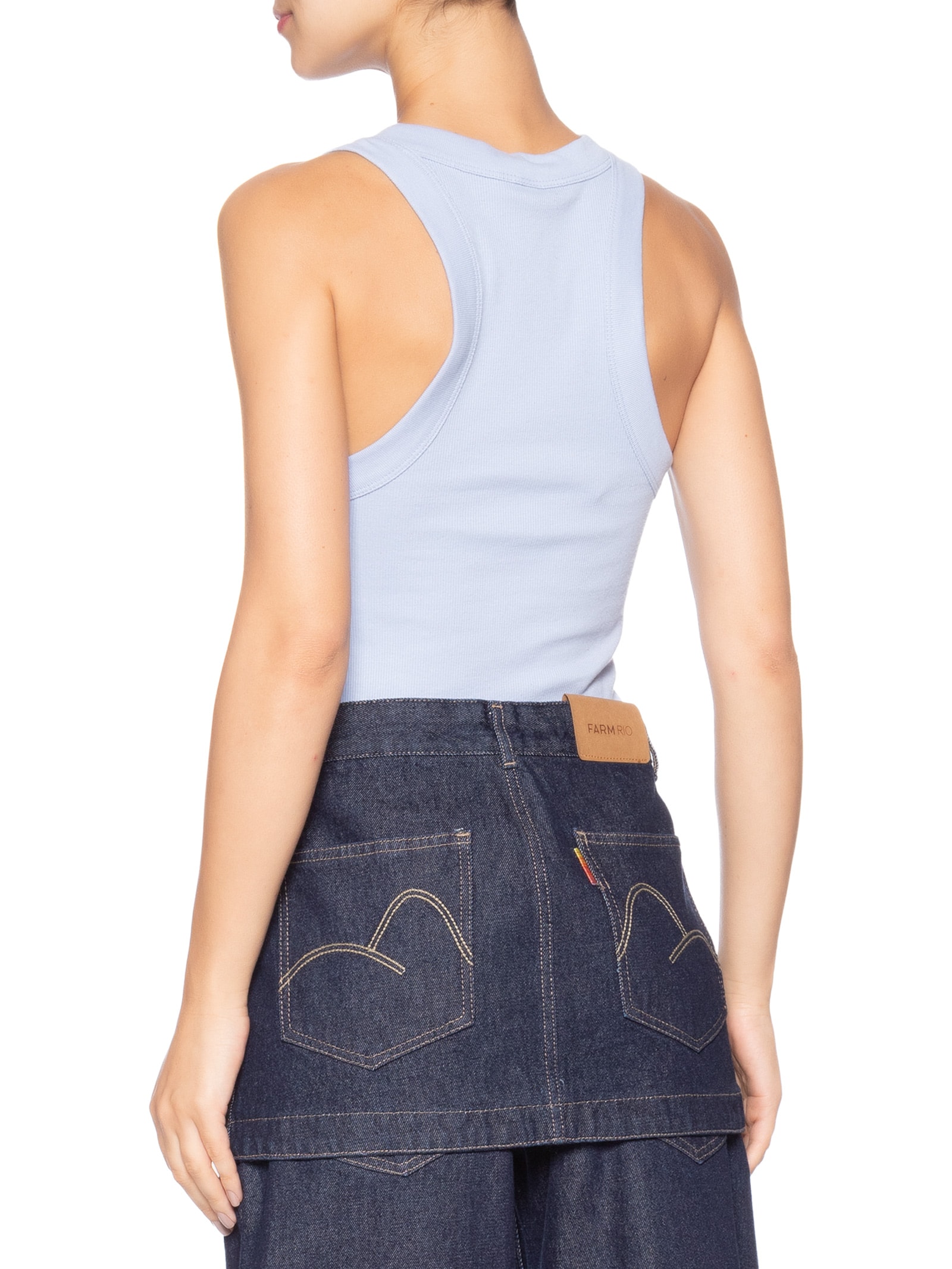 Regata Feminina Cropped Bordada Tucano Azul Farm