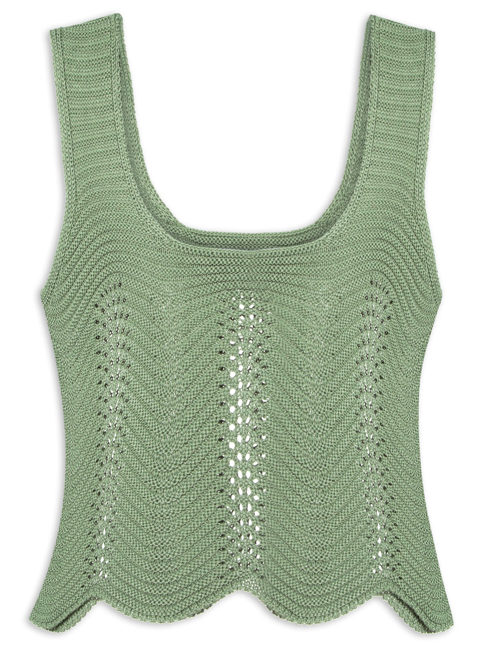 Regata Feminina Cropped Em Tricot Verde Market 33