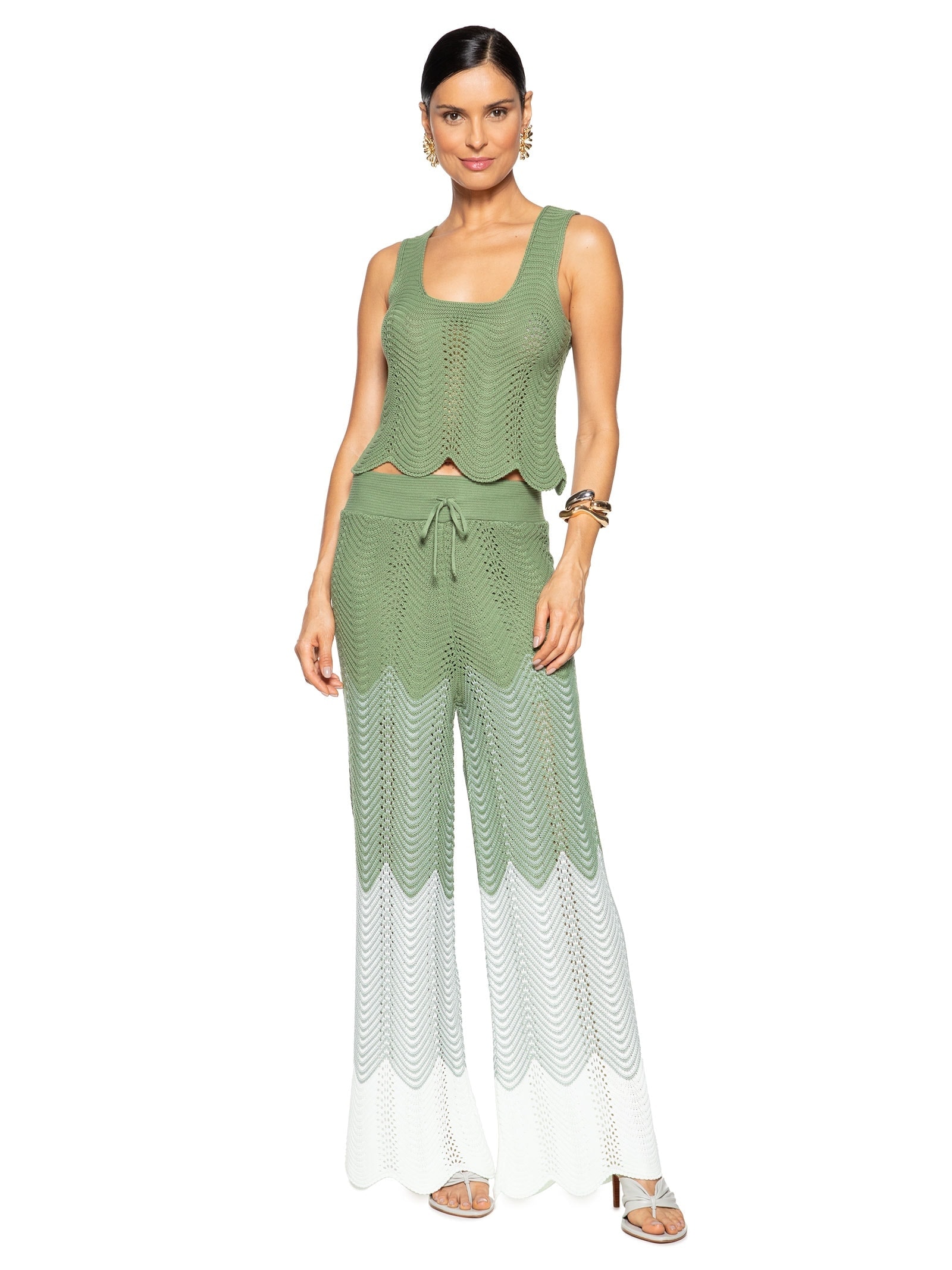 Regata Feminina Cropped Em Tricot Verde Market 33