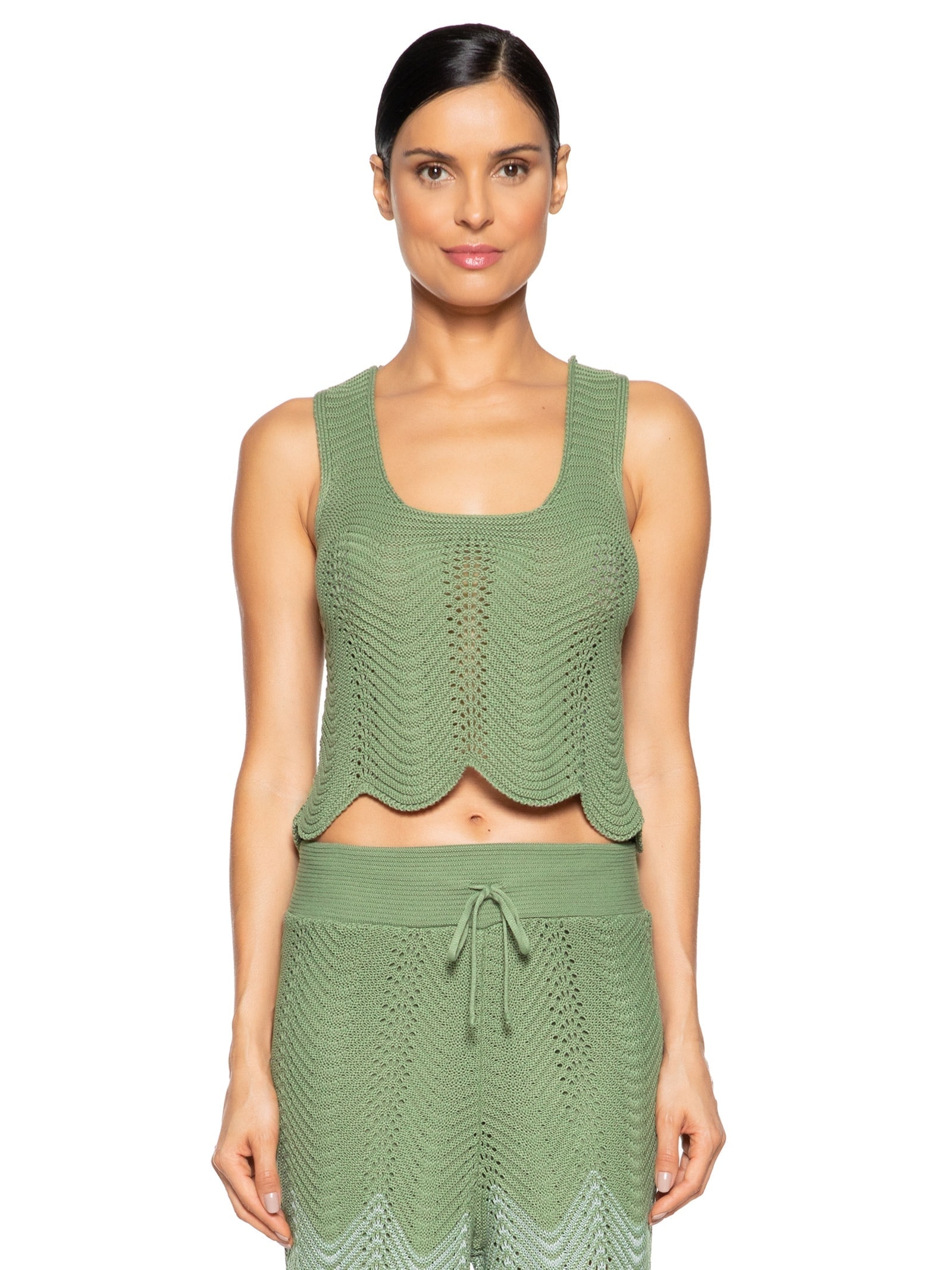 Regata Feminina Cropped Em Tricot Verde Market 33
