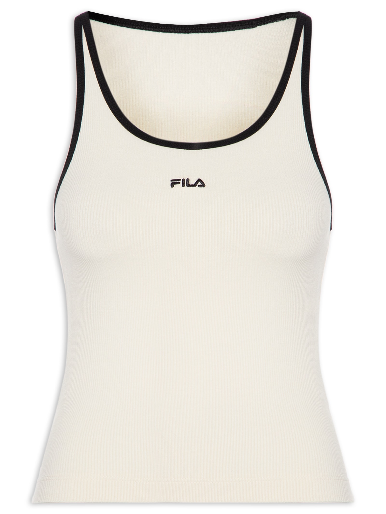 Regata Feminina Cropped Essentials Rib Off White Fila