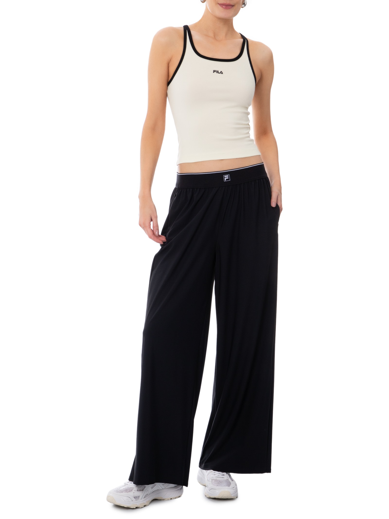 Regata Feminina Cropped Essentials Rib Off White Fila
