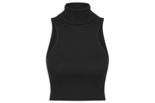 Regata Feminina Cropped Gola Bella - Preto