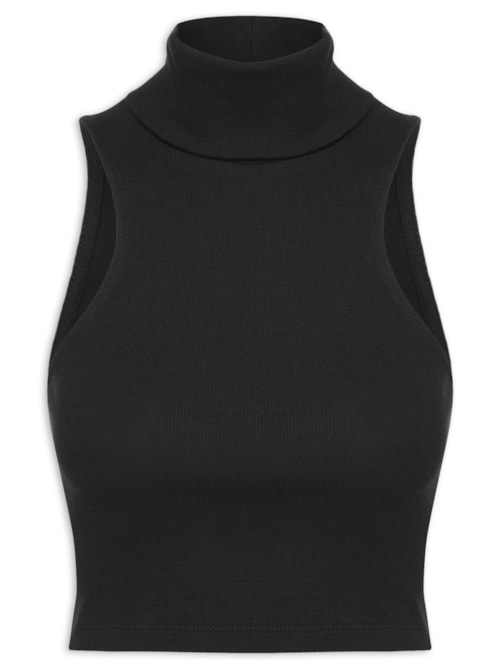 Regata Feminina Cropped Gola Bella – Preto