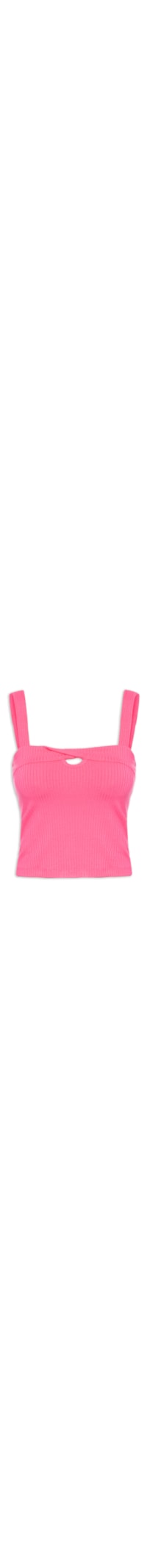 Regata Feminina Cropped Malha Canelada Com Detalhe No Decote - Rosa