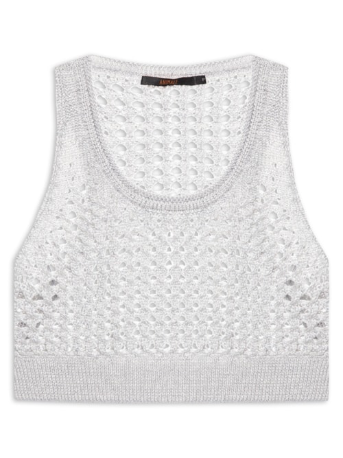 Regata Feminina Cropped Maxi Rede – Prata