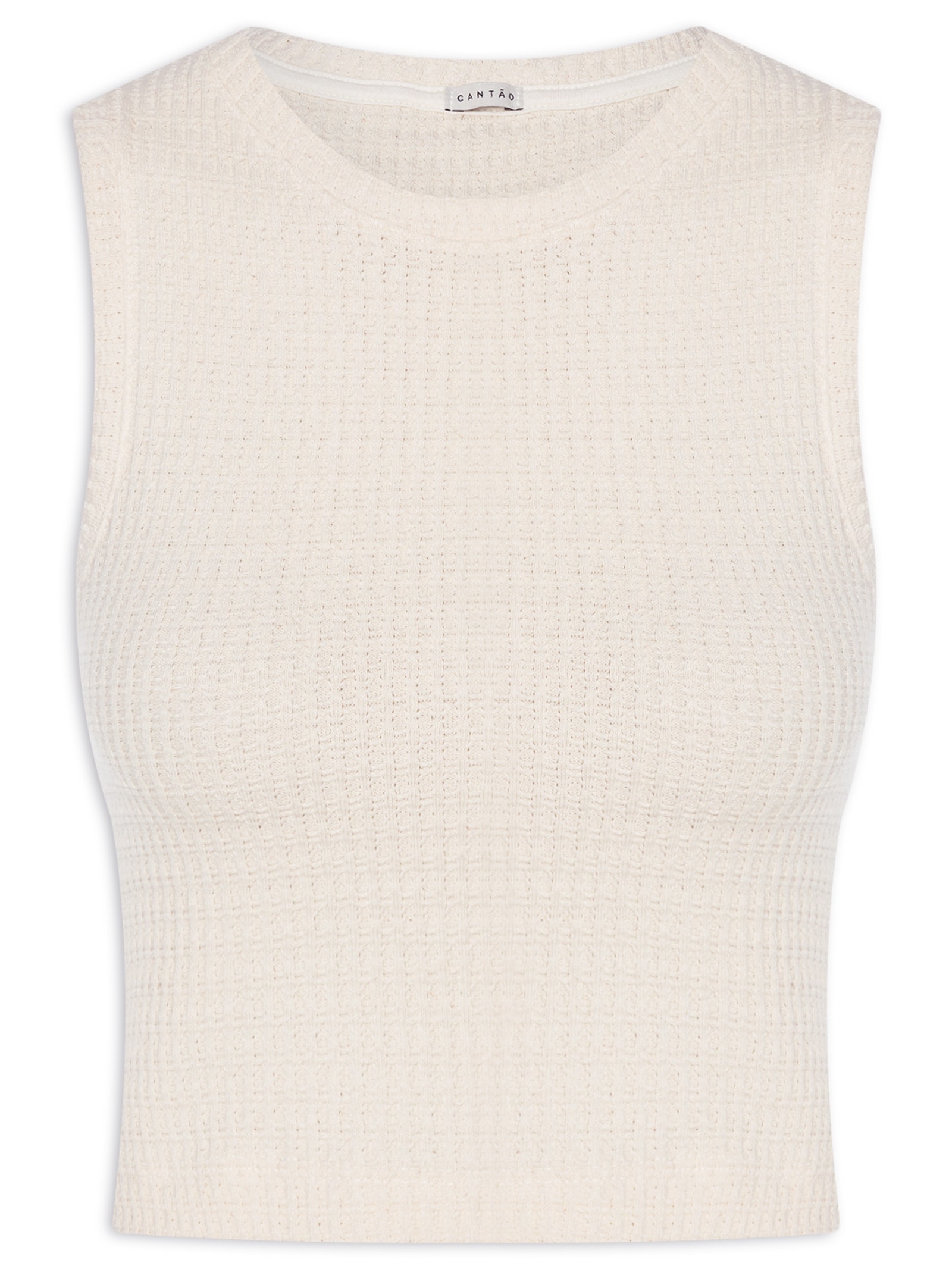 Regata Feminina Cropped Textura Bege Cantão