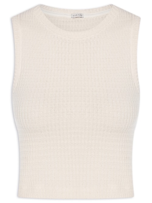Regata Feminina Cropped Textura - Bege