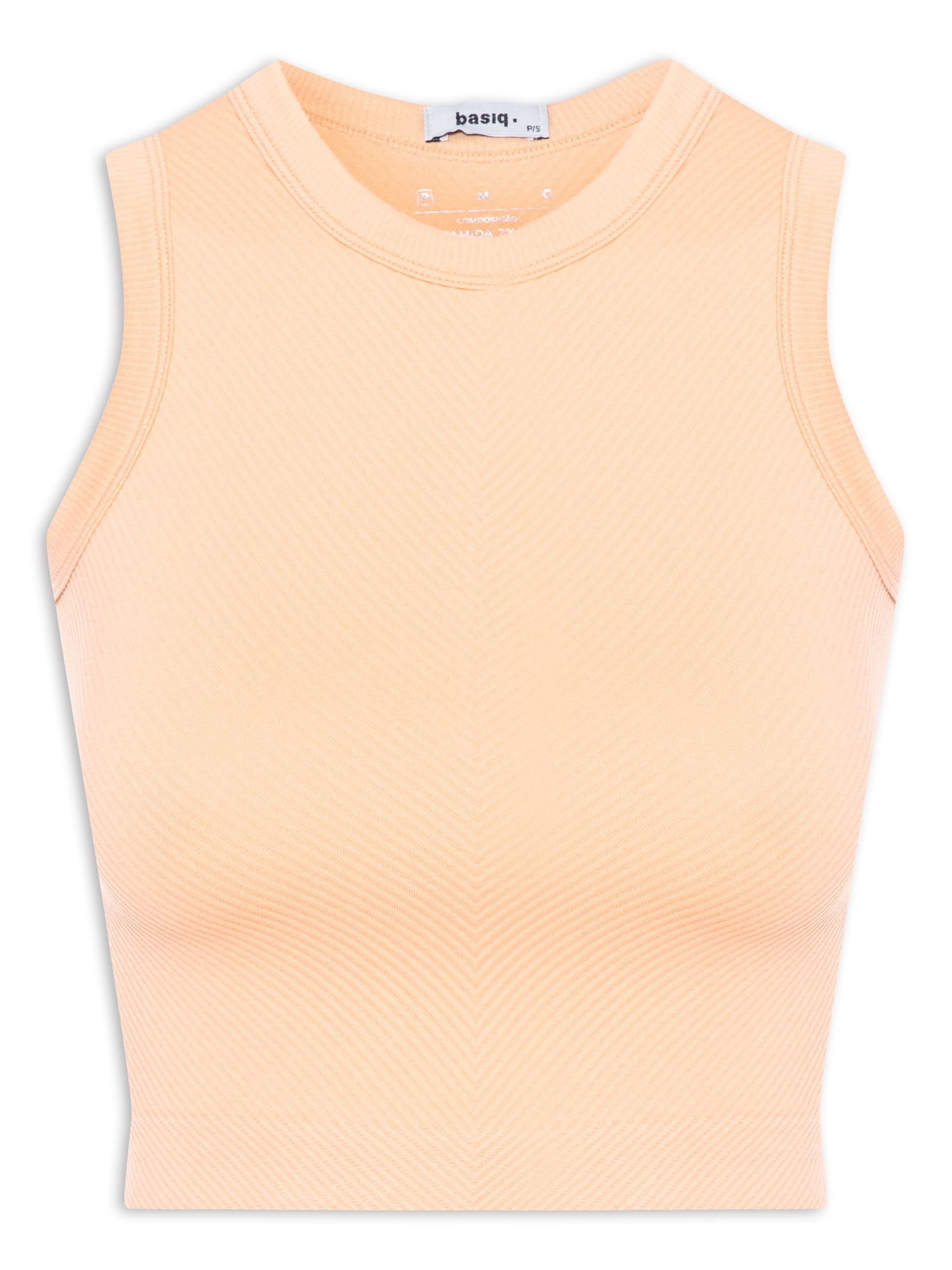 Regata Feminina Cropped Texturizada Bege Basiq