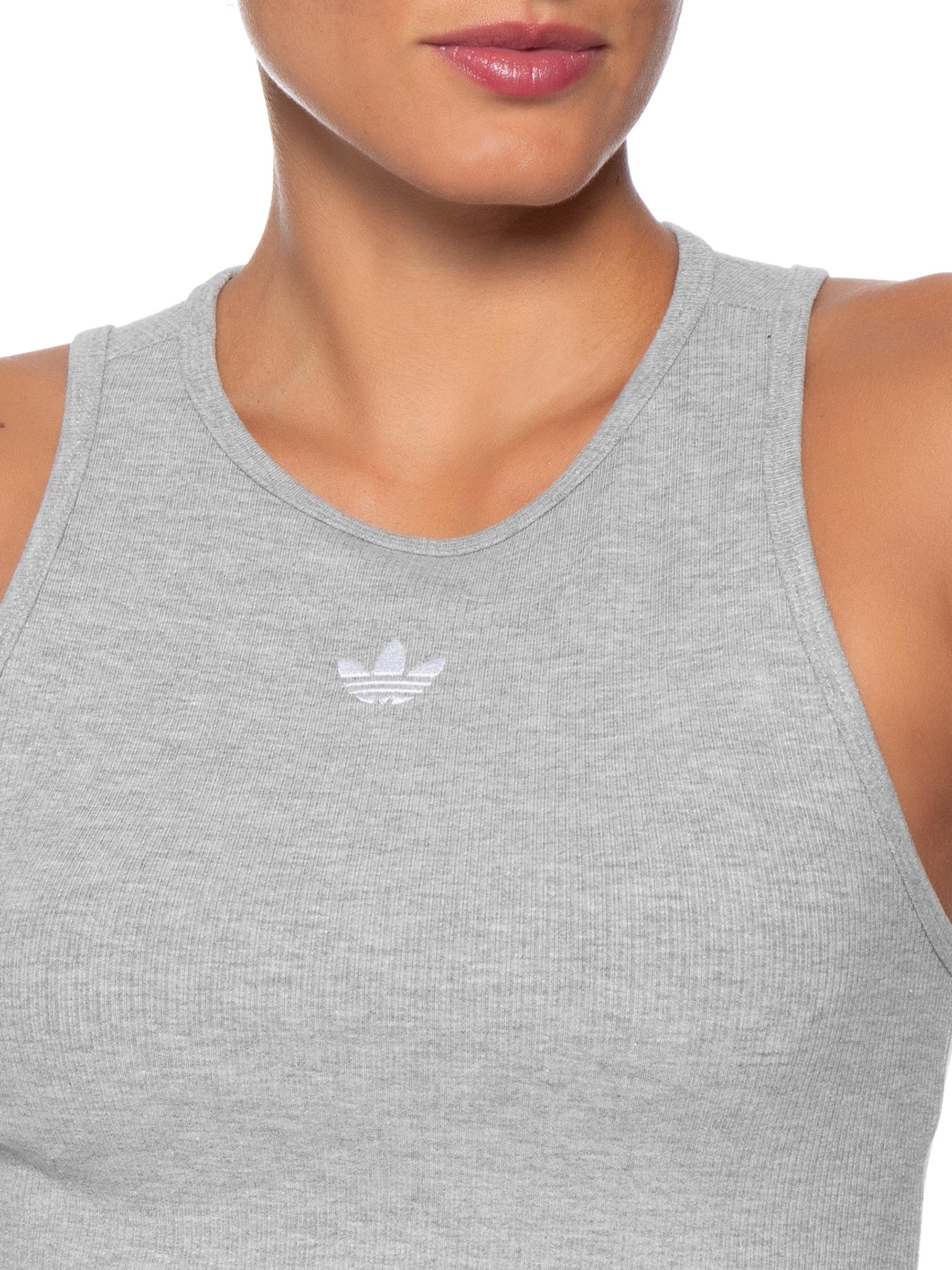 Regata Feminina Curta Trefoil Ess Cinza Adidas Originals