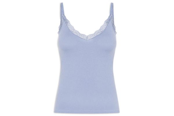Regata Feminina De Alcinha Detalhe Renda - Azul