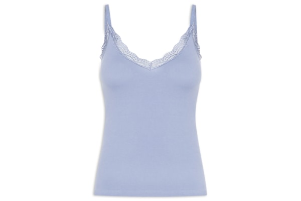 Regata Feminina De Alcinha Detalhe Renda - Azul