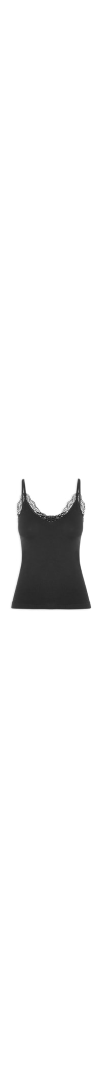 Regata Feminina De Alcinha Detalhe Renda - Preto
