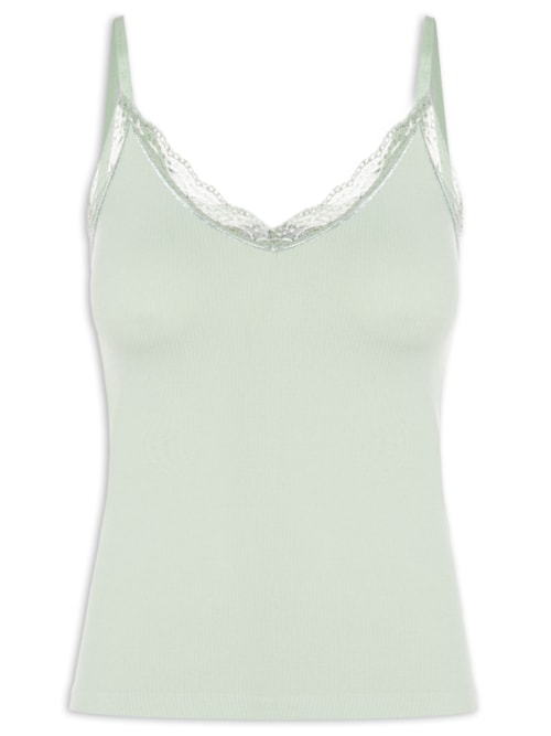 Regata Feminina De Alcinha Detalhe Renda - Verde
