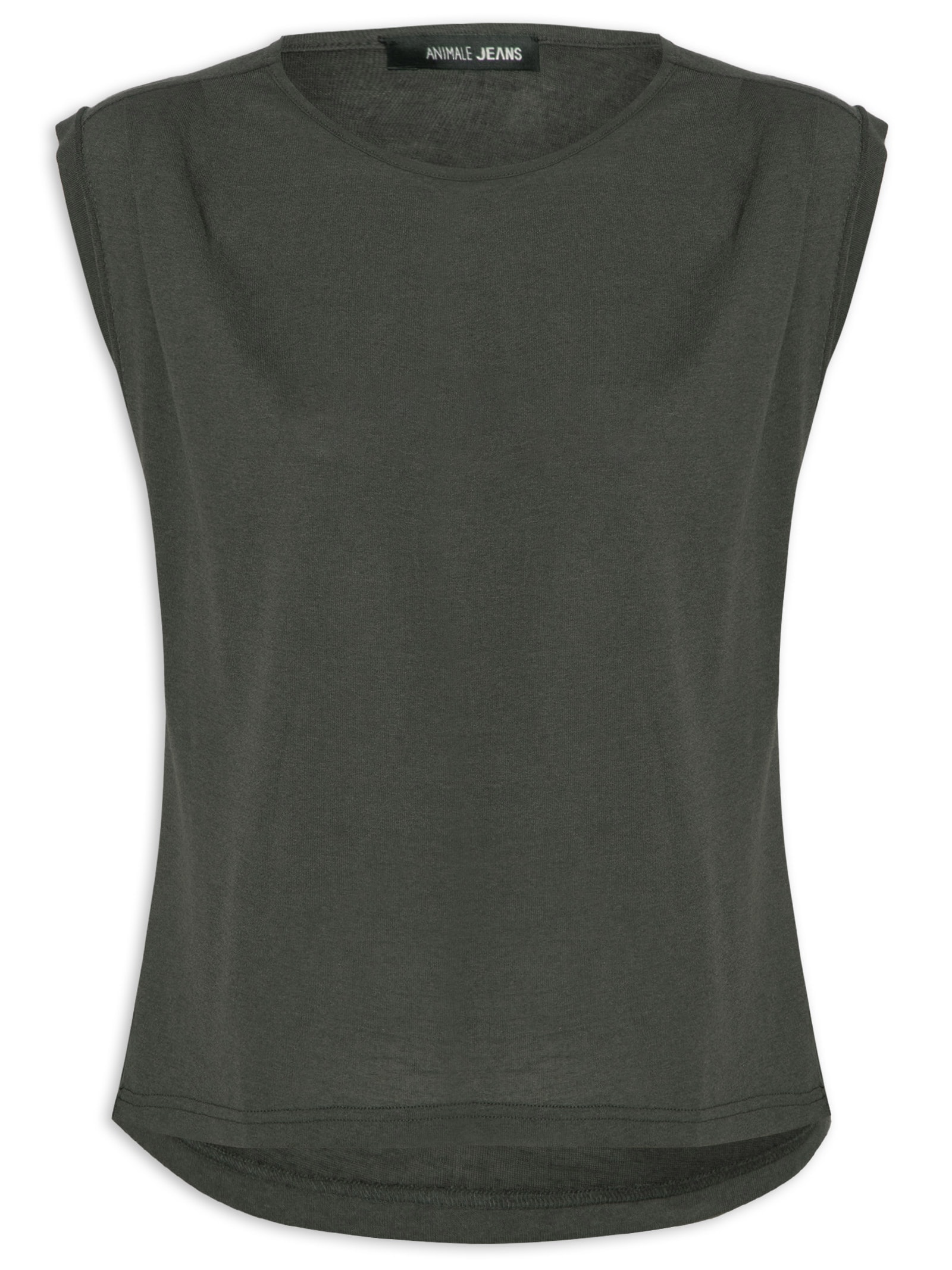 Regata Feminina De Malha Com Pregas No Ombro Cinza Animale Jeans