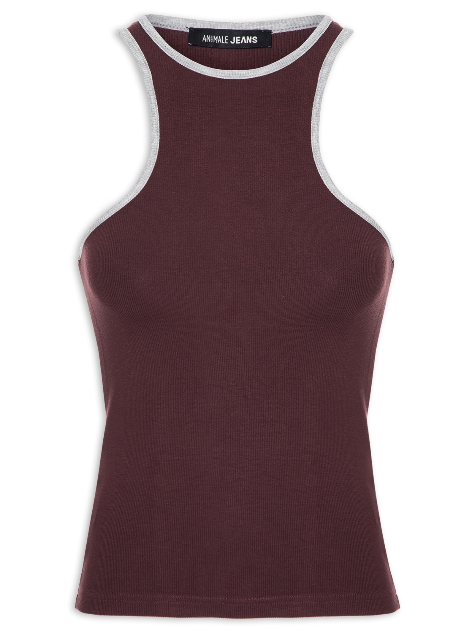 Regata Feminina De Malha Nadador Marrom Animale Jeans