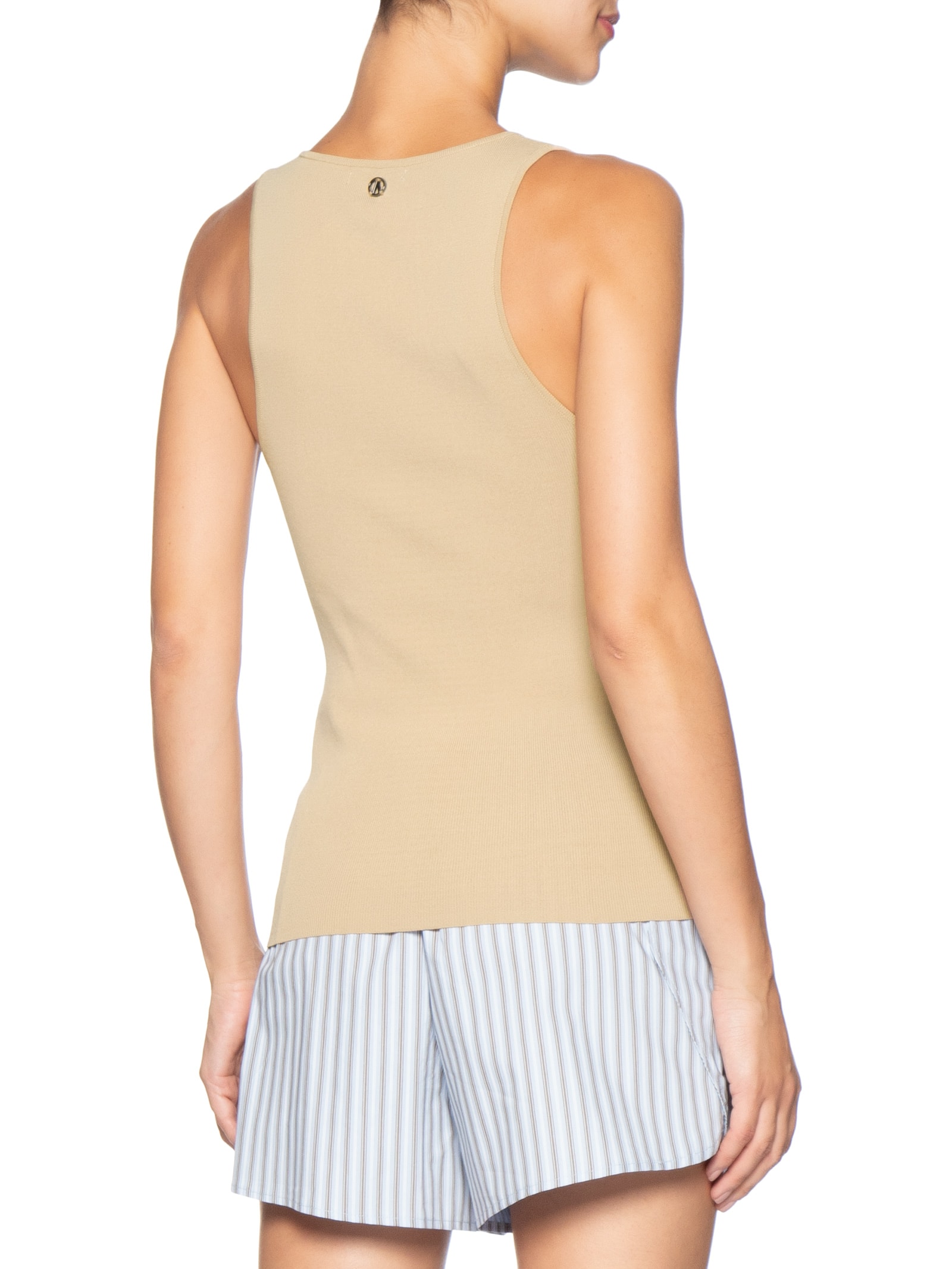 Regata Feminina de Tricot Básica Bege Animale Jeans