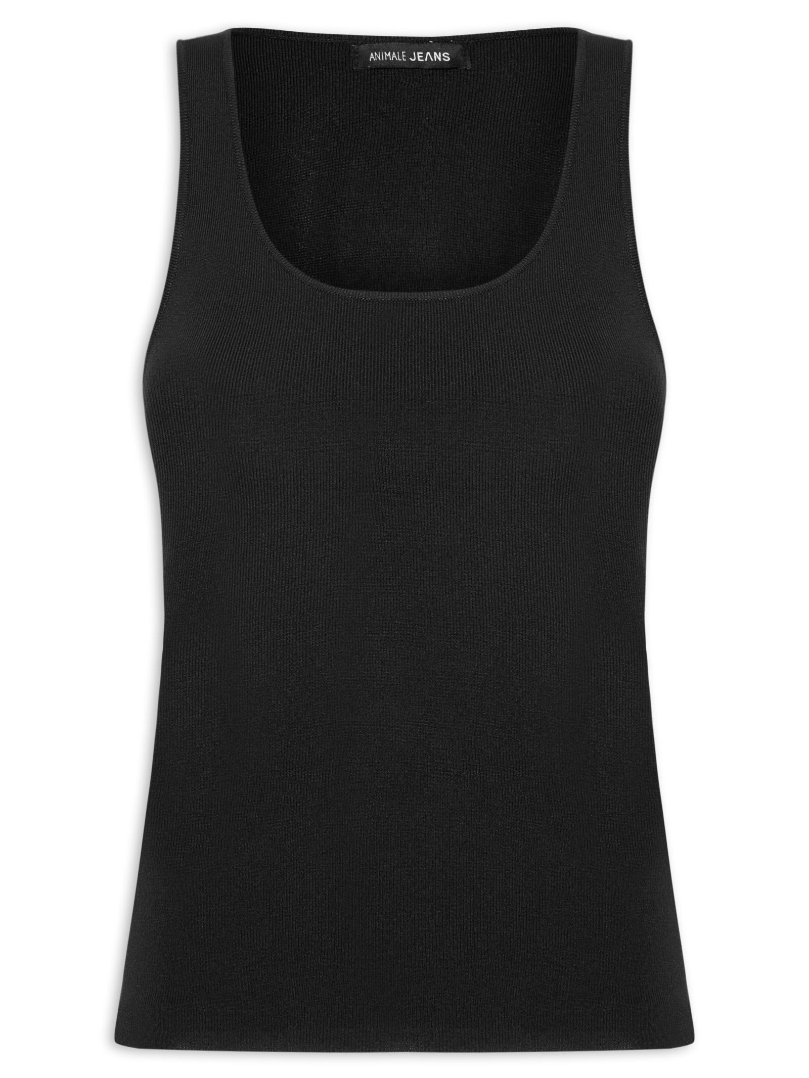 Regata Feminina de Tricot Básica Preto Animale Jeans