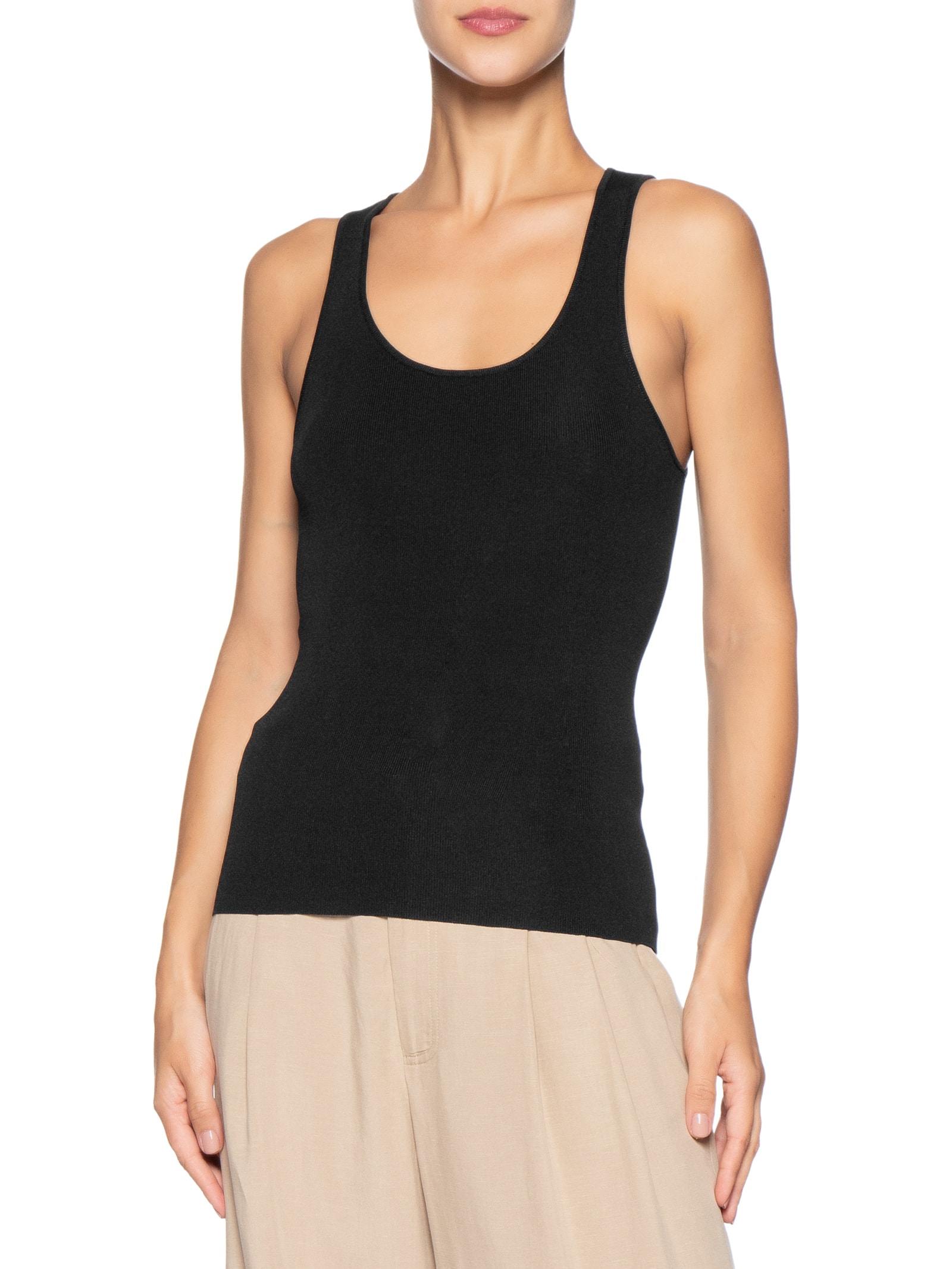 Regata Feminina de Tricot Básica Preto Animale Jeans