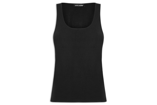 Regata Feminina de Tricot Básica – Preto