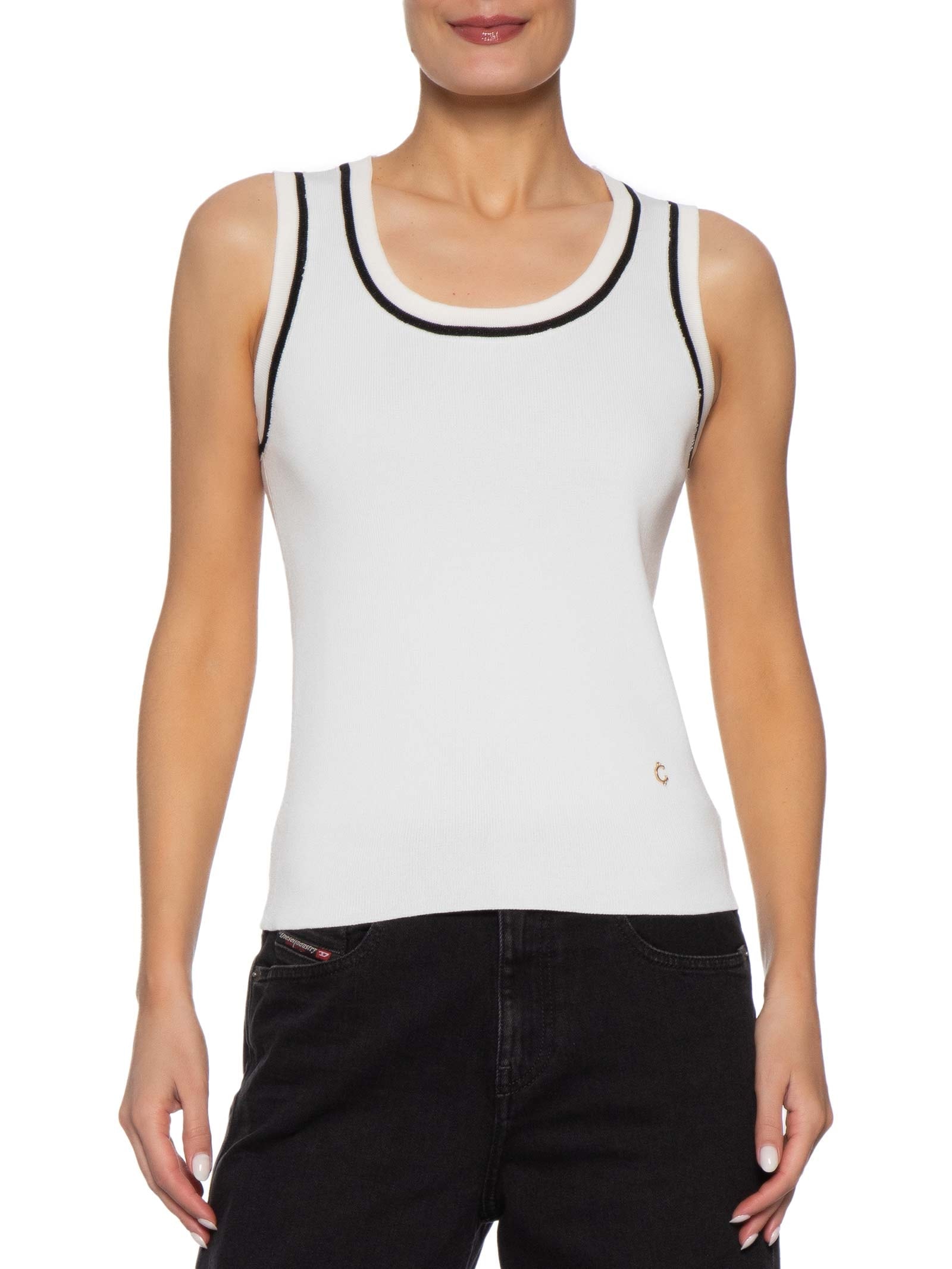 Regata Feminina De Tricot Branco Market 33