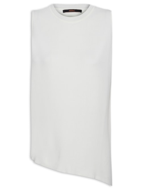 Regata Feminina De Tricot Com Barra Assimétrica – Off White