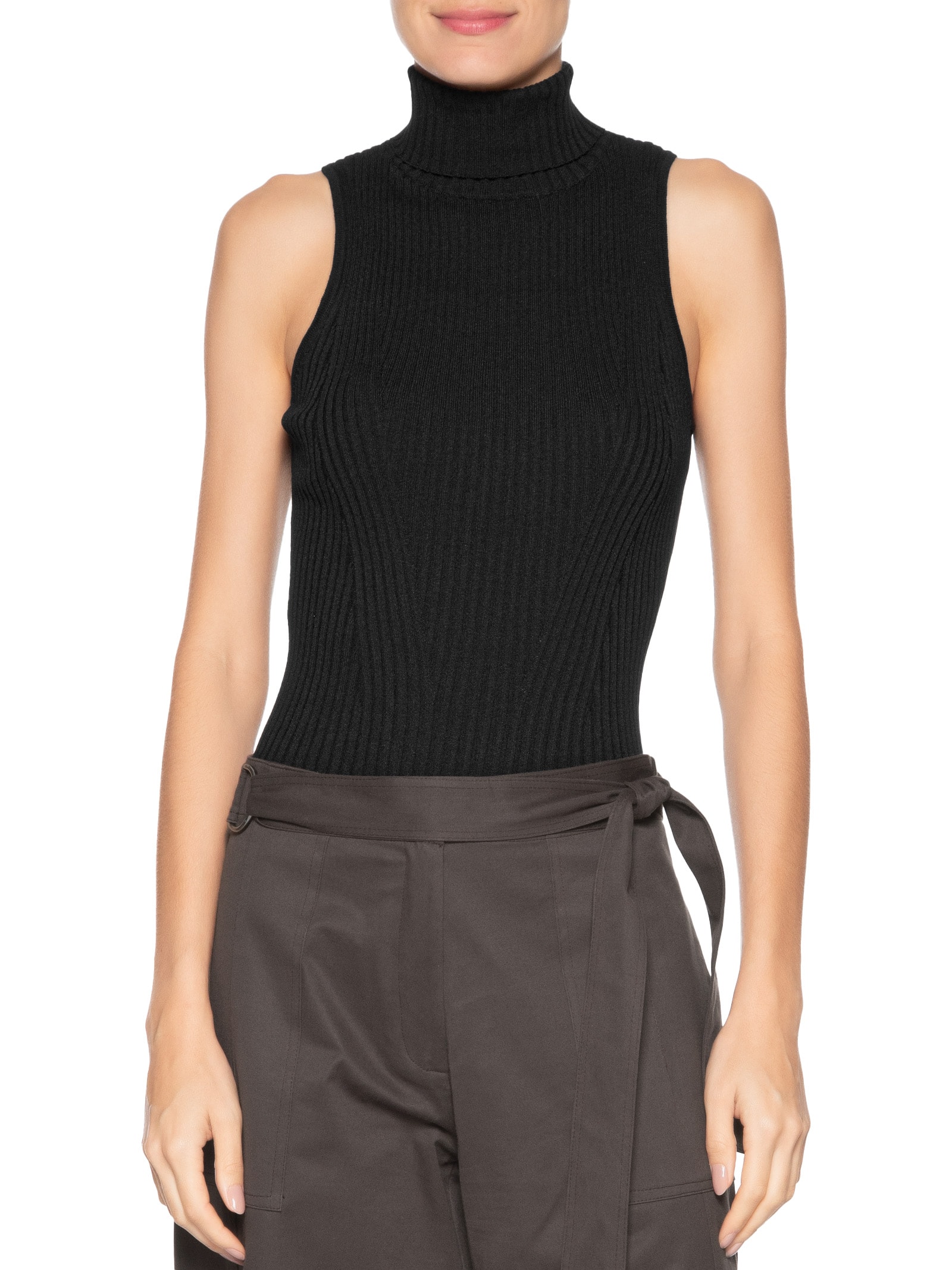 Regata Feminina De Tricot Com Gola Alta Preto Animale Jeans