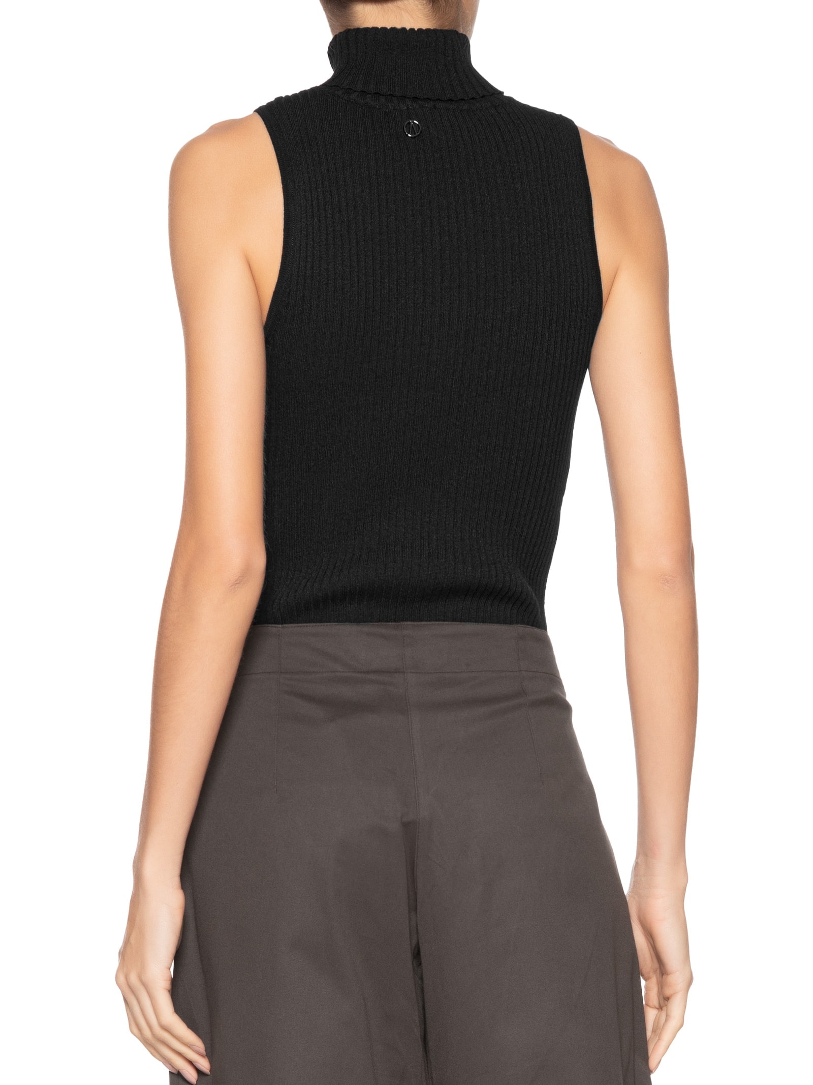 Regata Feminina De Tricot Com Gola Alta Preto Animale Jeans