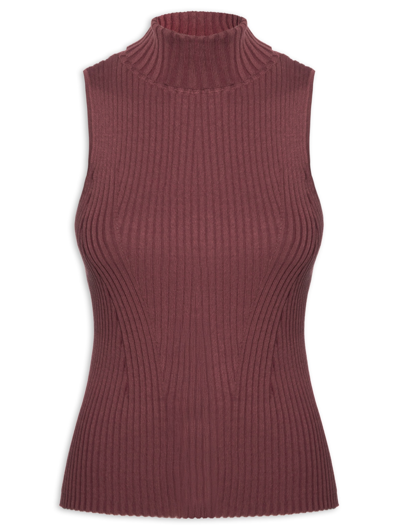 Regata Feminina De Tricot Com Gola Alta Vermelho Animale Jeans