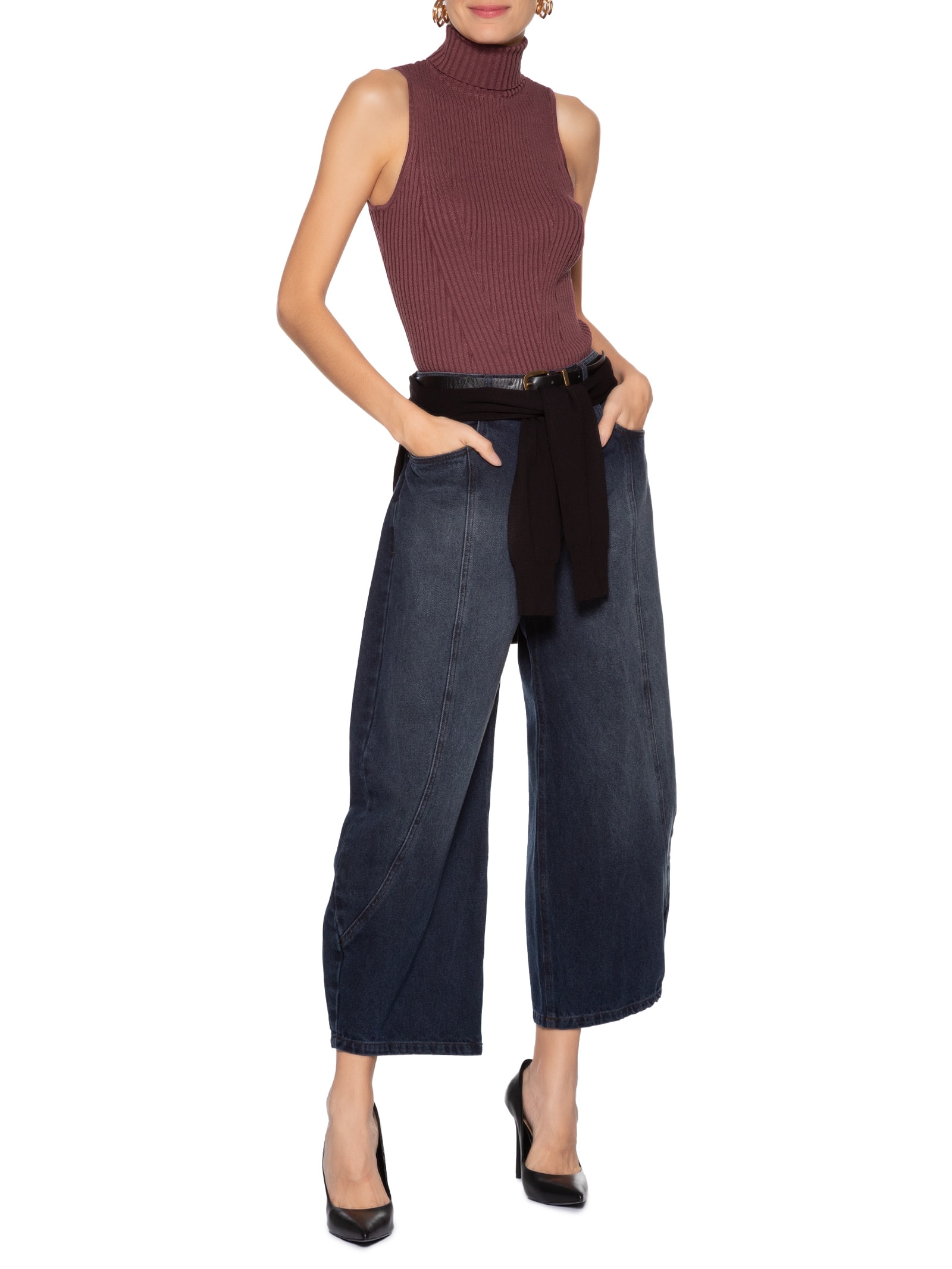 Regata Feminina De Tricot Com Gola Alta Vermelho Animale Jeans