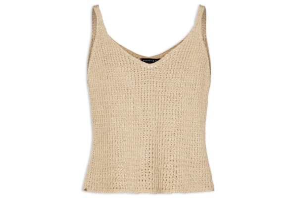 Regata Feminina De Tricot Com Lurex - Bege