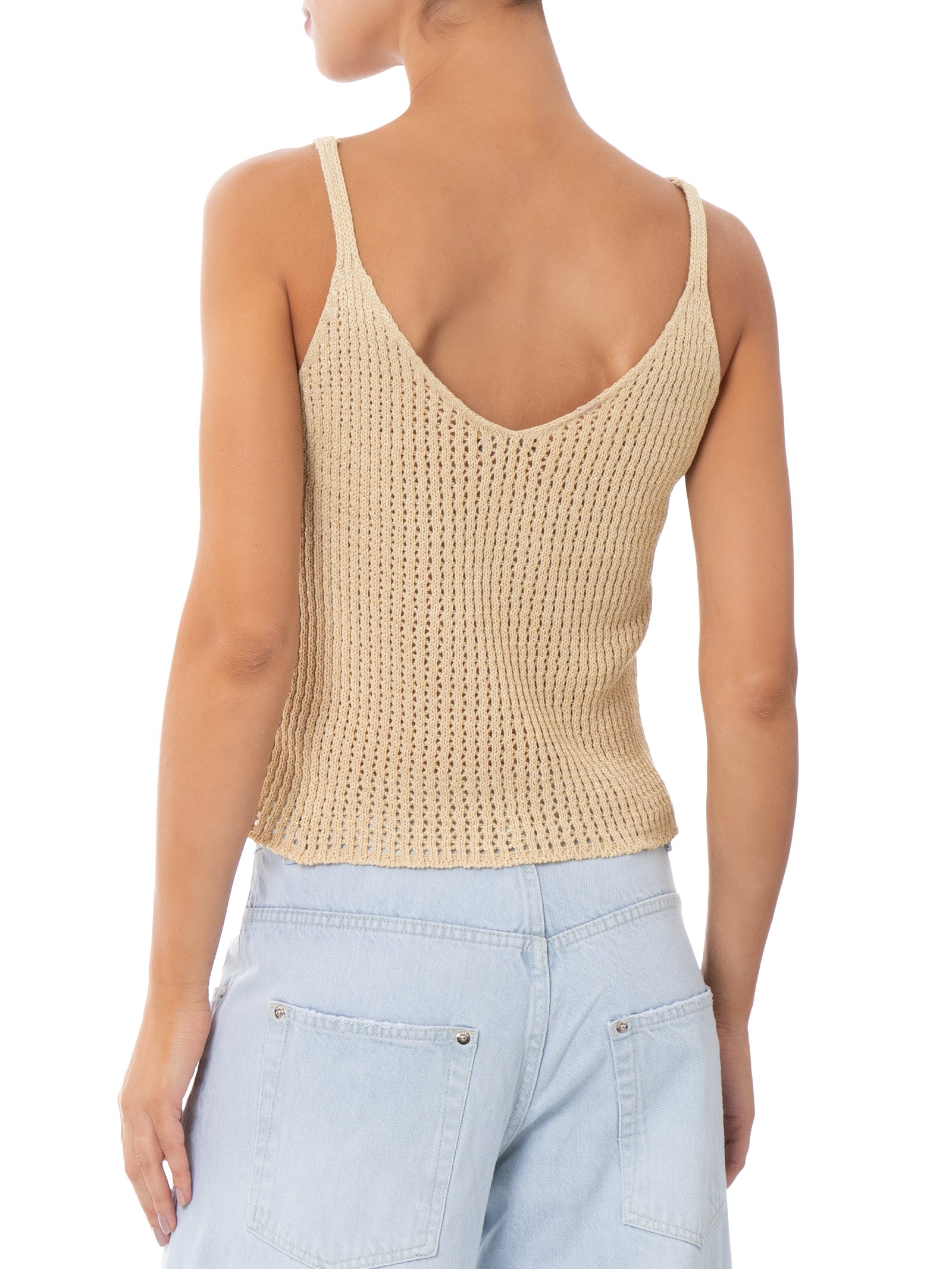 Regata Feminina De Tricot Com Lurex Bege Market 33
