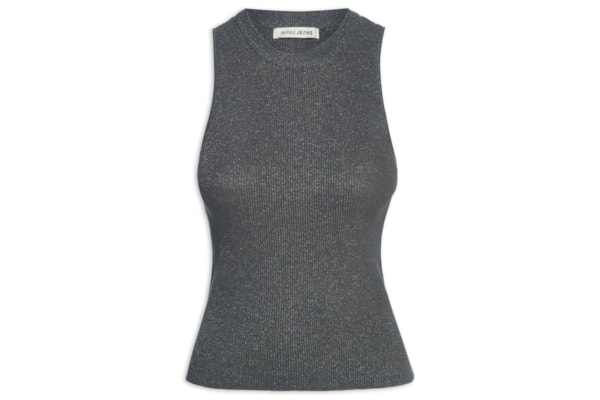 Regata Feminina De Tricot Com Luréx - Cinza