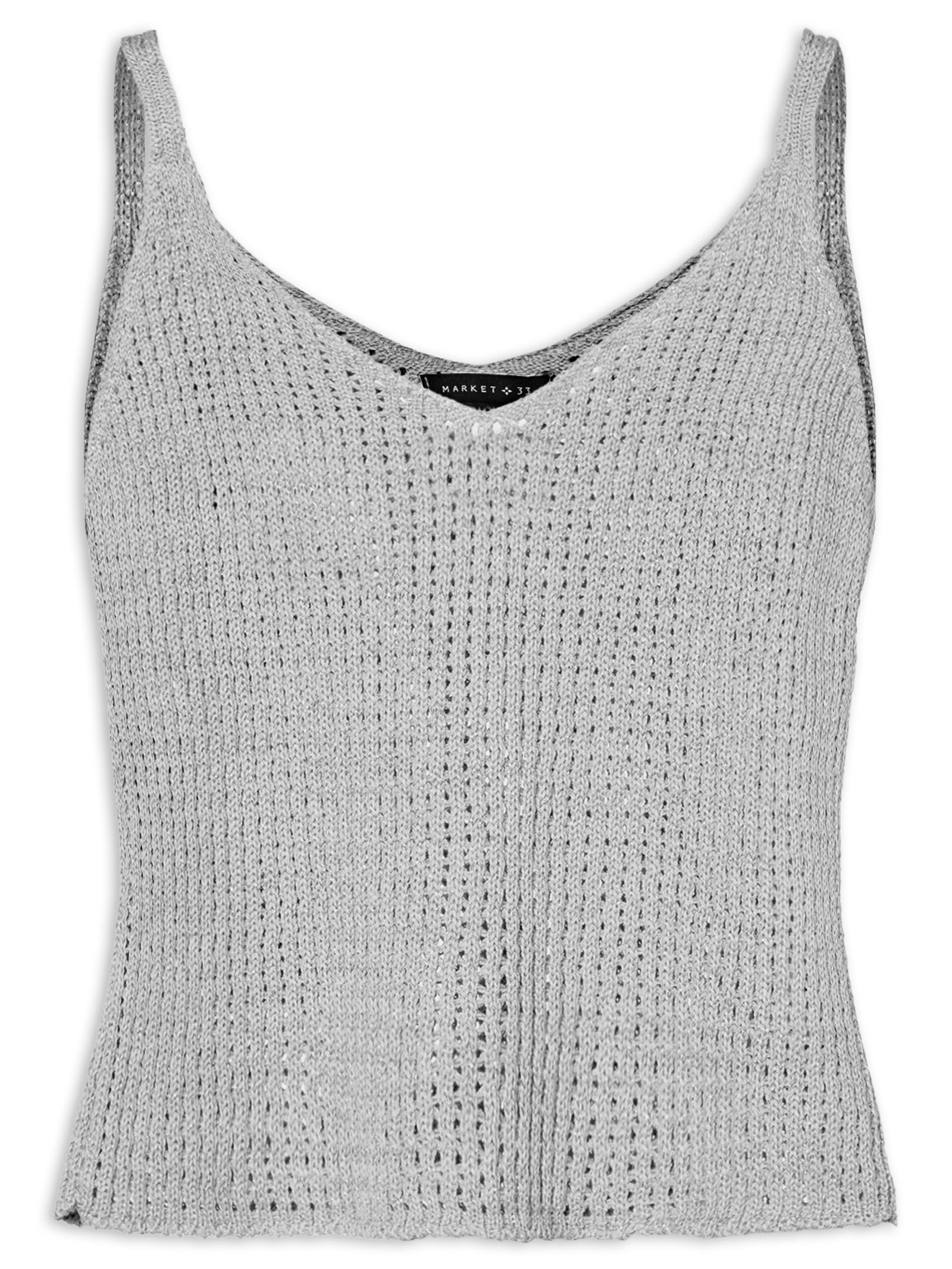 Regata Feminina De Tricot Com Lurex Cinza Market 33