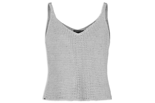 Regata Feminina De Tricot Com Lurex - Cinza