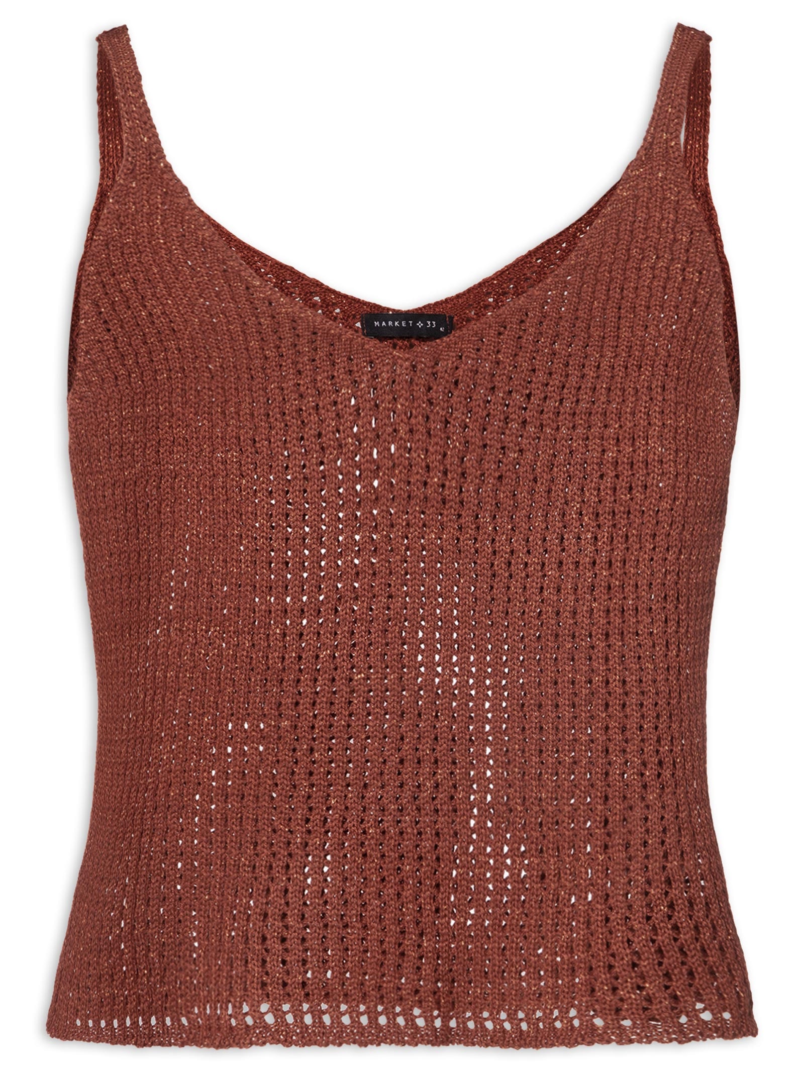 Regata Feminina De Tricot Com Lurex Vermelho Market 33