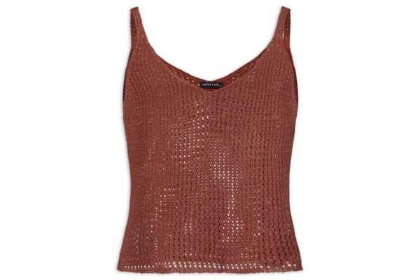 Regata Feminina De Tricot Com Lurex - Vermelho