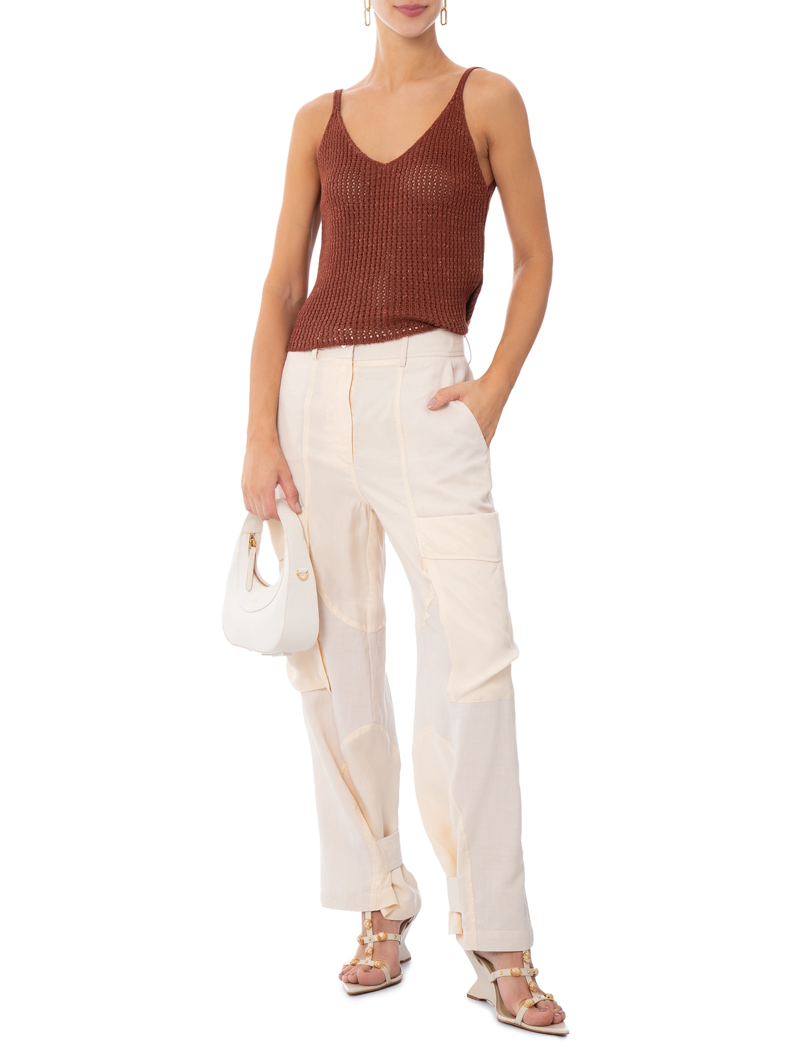 Regata Feminina De Tricot Com Lurex Vermelho Market 33