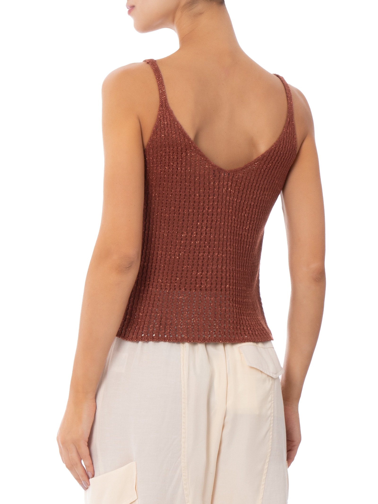 Regata Feminina De Tricot Com Lurex Vermelho Market 33